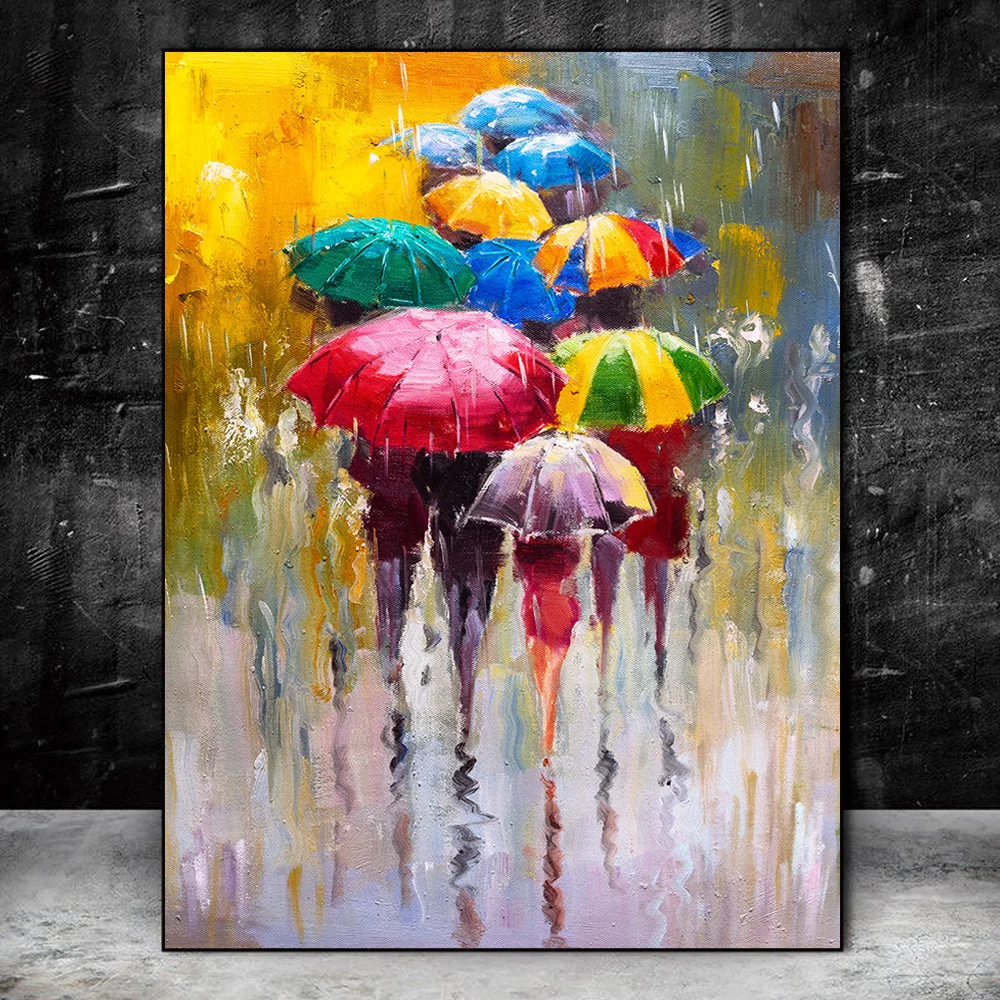Abstract Portrait Oil Paintings Print On Canvas Art Prints Girl Holding An Umbrella Wall Art Pictures Home Wall Decoration image 5