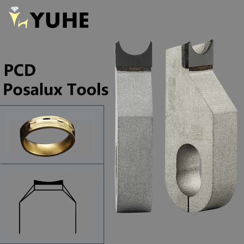 Yuhe Pcd Diamante Acrílico Polonês Fresagem Usinagem Cortador Côncavo Posalux Ferramenta para Gravação Perfuração Polimento Diamante
