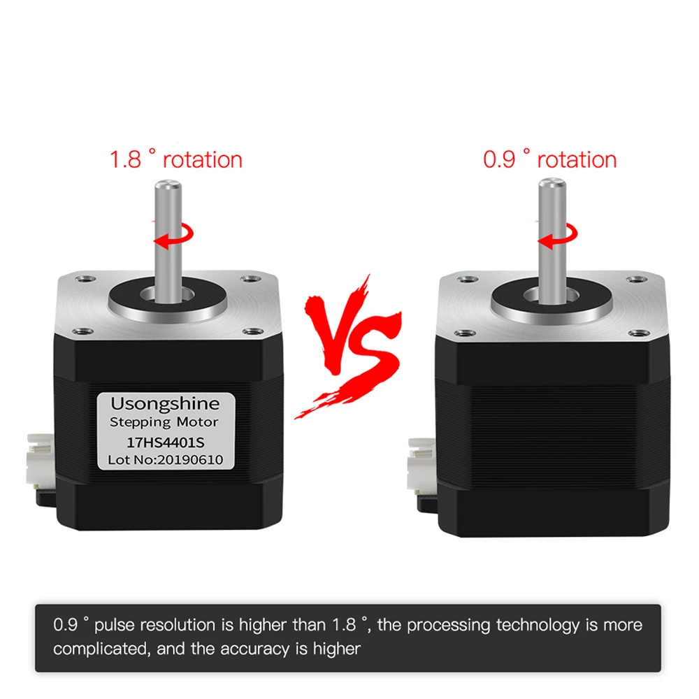 Nema 17 스테퍼 모터, 엔더 3 SP-3 DIY CNC, 0.9 도, 280 mN.m, 57g.cm, 1.3A, Nema 17HS4401S, 4-리드 Nema 17 스텝 모터