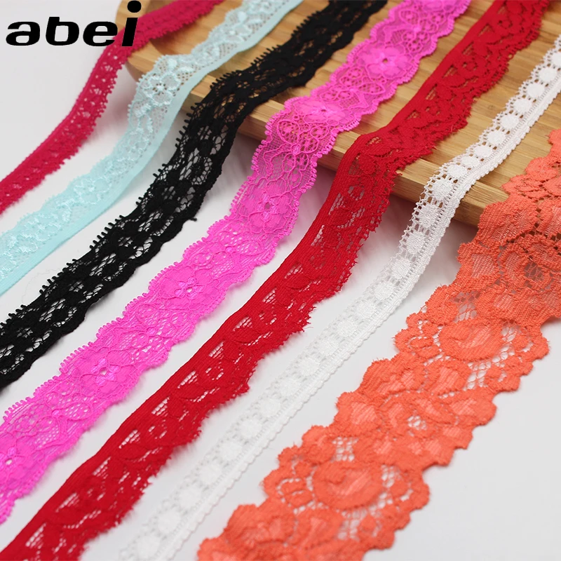 5Yards/Lot Elastic Lace Ribbon Embroidred Cotton Lace Farbic Elasticity Trimmings Clothing Underwear Sewing Tulle For Crafts