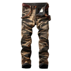 Jean Denim Vintage pour hommes, pantalon droit, grandes tailles