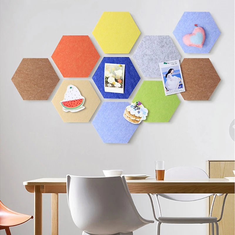 Hexagon Hinweis Bord Selbst-Klebstoff Fühlte Bord Durchmesser 20cm DIY Foto Wand Dekoration für Klassenzimmer Küche Schlafzimmer Cafe