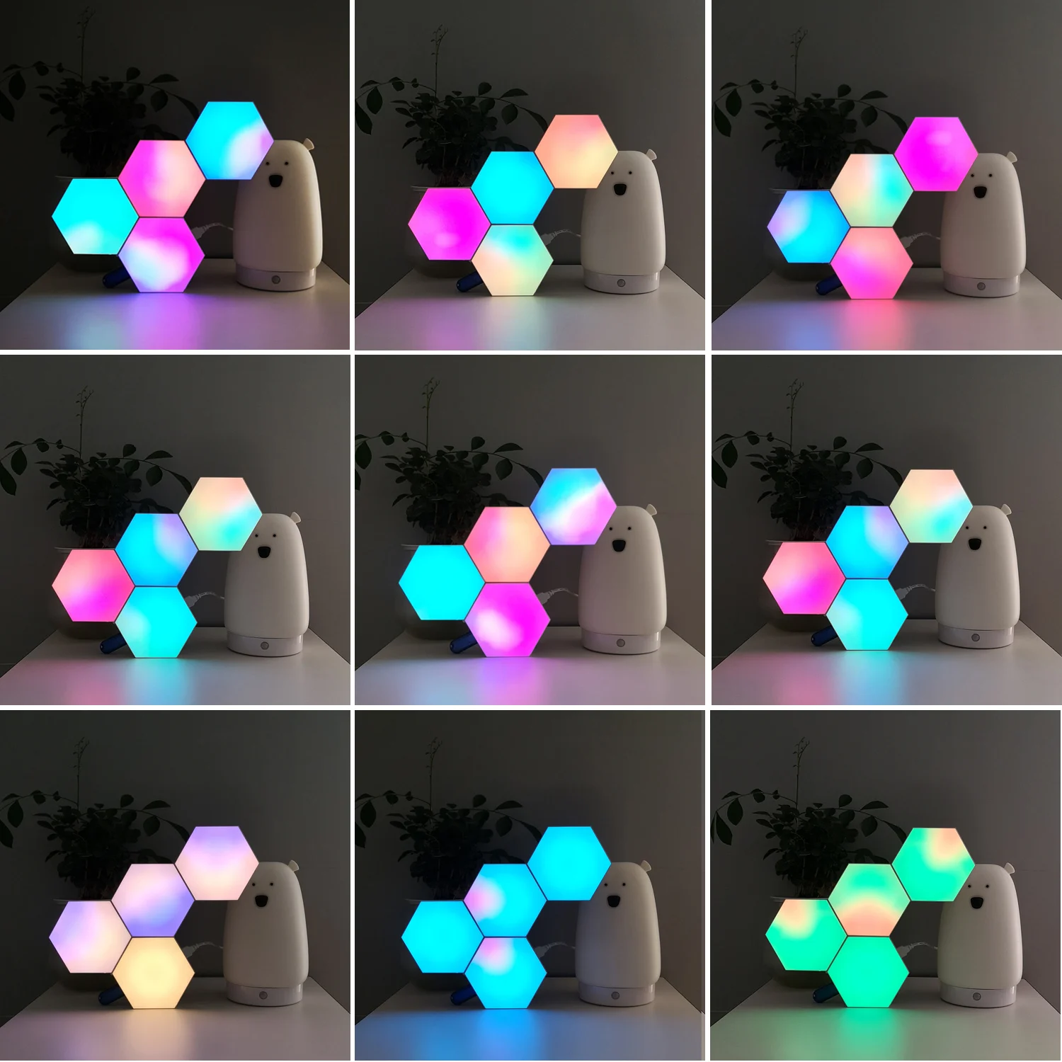 Smart APP Control Hexagon Led Panel Light, Wall Decor Gaming Room,Bedside Pendant Light,Christmas Decorative Illuminares