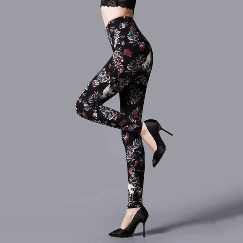 VIIANLES Workout Slim High Waist Leggings Women Print Stretchy Fitness Gym Leggins Female Elastic Sexy Pants Trousers