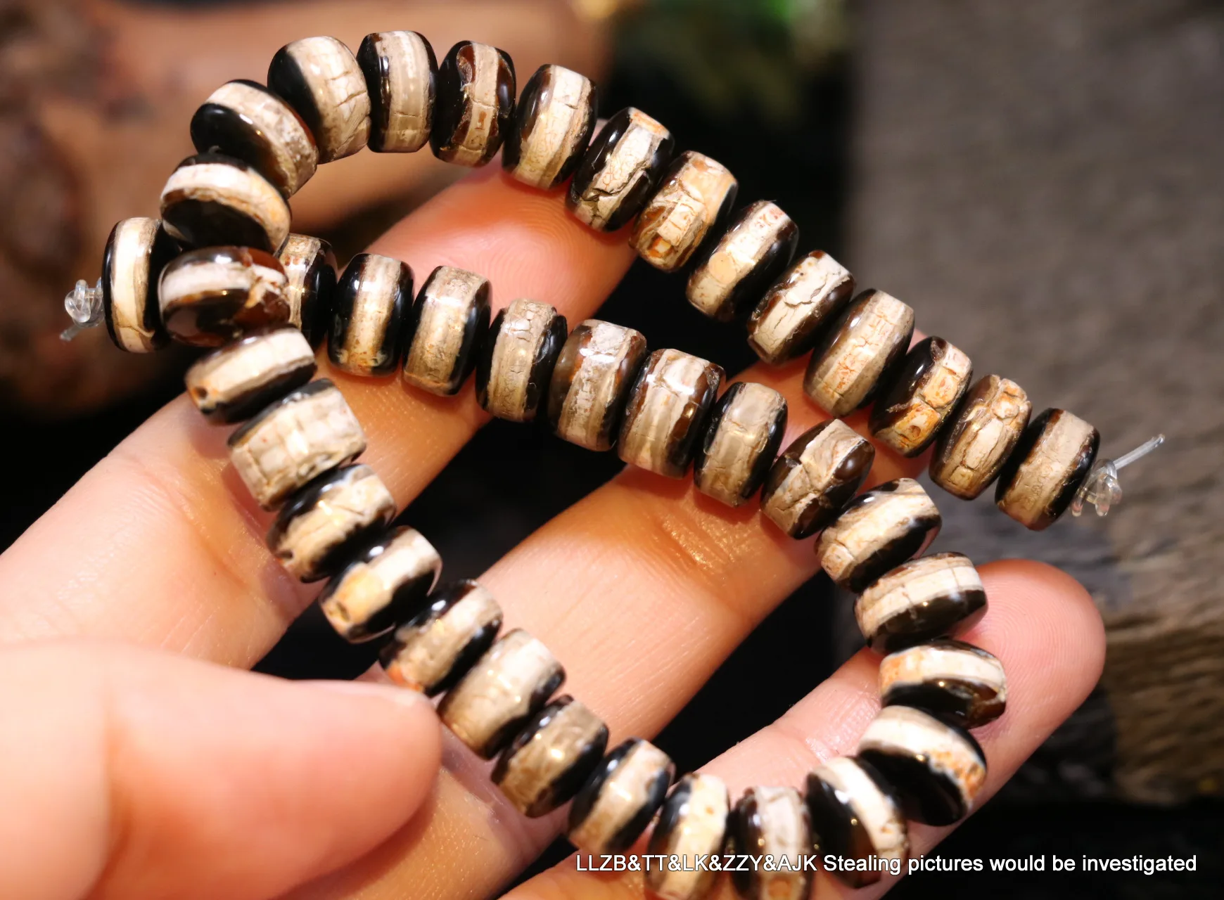 

Treasure Magic LKbrother Set of 40 Power Tibetan Old Agate 1 Line Healer Medicine Abacus dZi Bead For DIY FRAJK FR211111