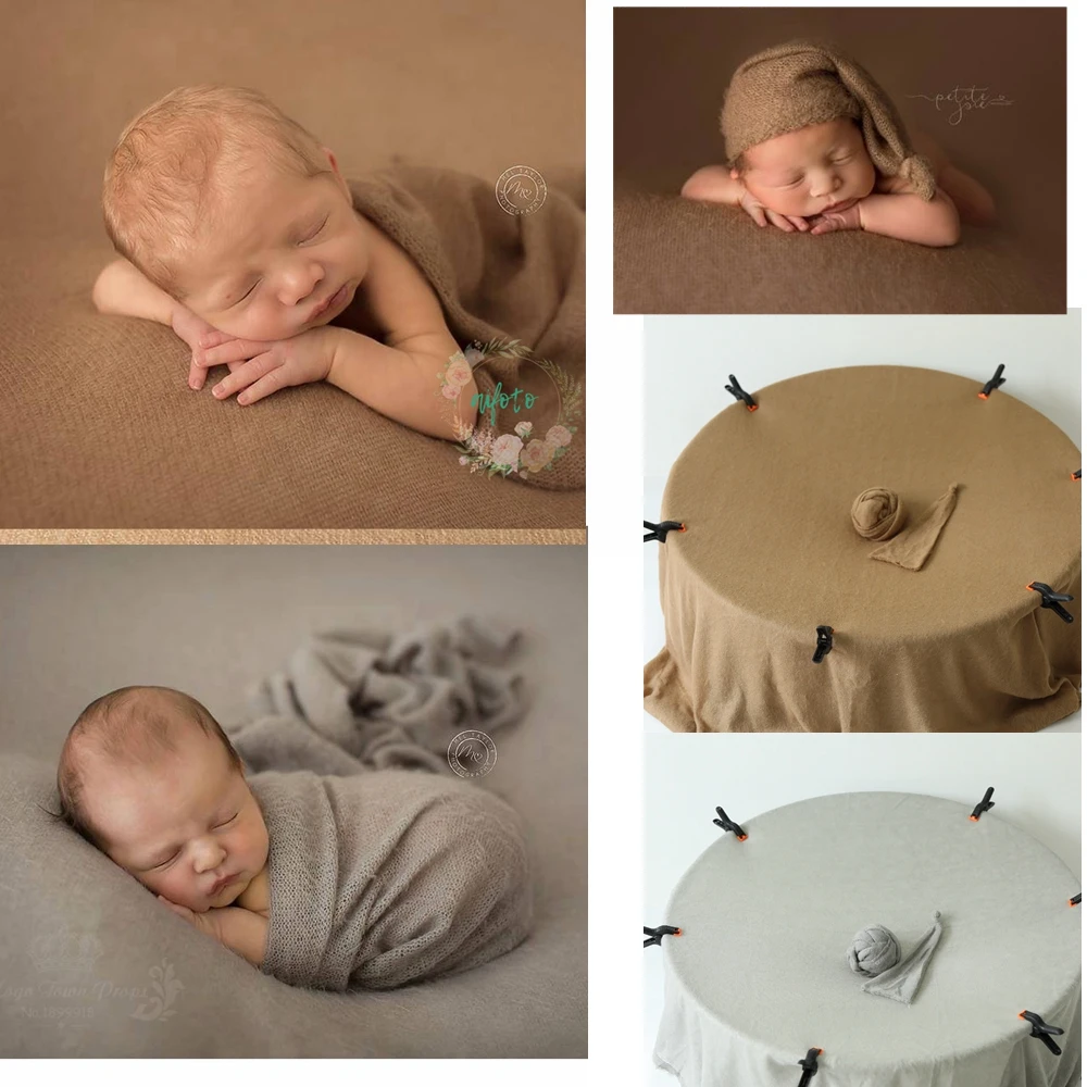 

3pcs Newborn Photography Props Accessories Mohair Wrap Baby Hats / Blanket Knit Soft Stretch Comfort Background Baby Props Photo