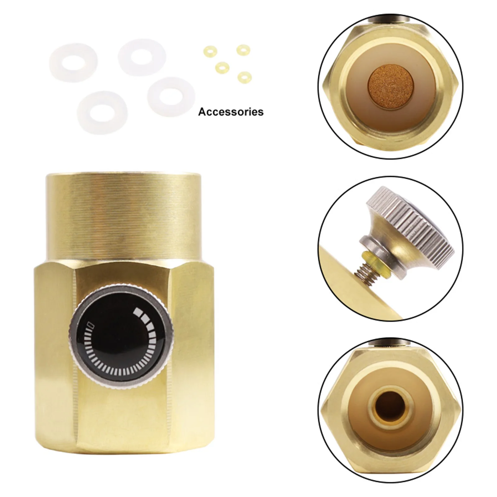 Brass Soda Bottle Adapter CO2 Cylinder Refill Adapter CO2 Fill Valve Connector Soda Refill Bottle TR21-4 to W21.8/CGA320