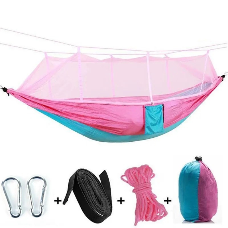 Novo ao ar livre balanço hammock jardim duplo náilon anti-mosquito pára-quedas cama moda portátil piquenique acampamento lazer cadeira balanço