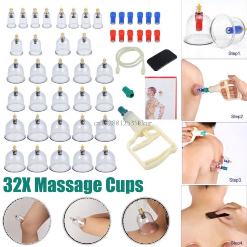 32 pcs massage Vacuum  set thicker magnetic aspirating  cans   massage suction cup with tube