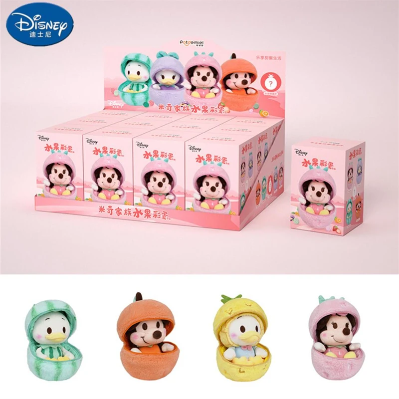 Genuine Disney Keychain Pendant 12 Styles Fruit Egg Plush Doll Anime Mickey Minnie Donald Duck Daisy Plush Toy Kawaii Girl Gift