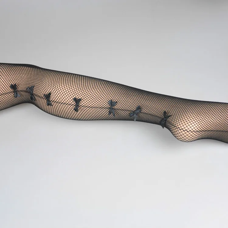 Women's Tights Sexy One Line Design Pantyhose Small Bow Fishnet Stockings Plus Size Women Ladies Female Hosiery New Dropshipping