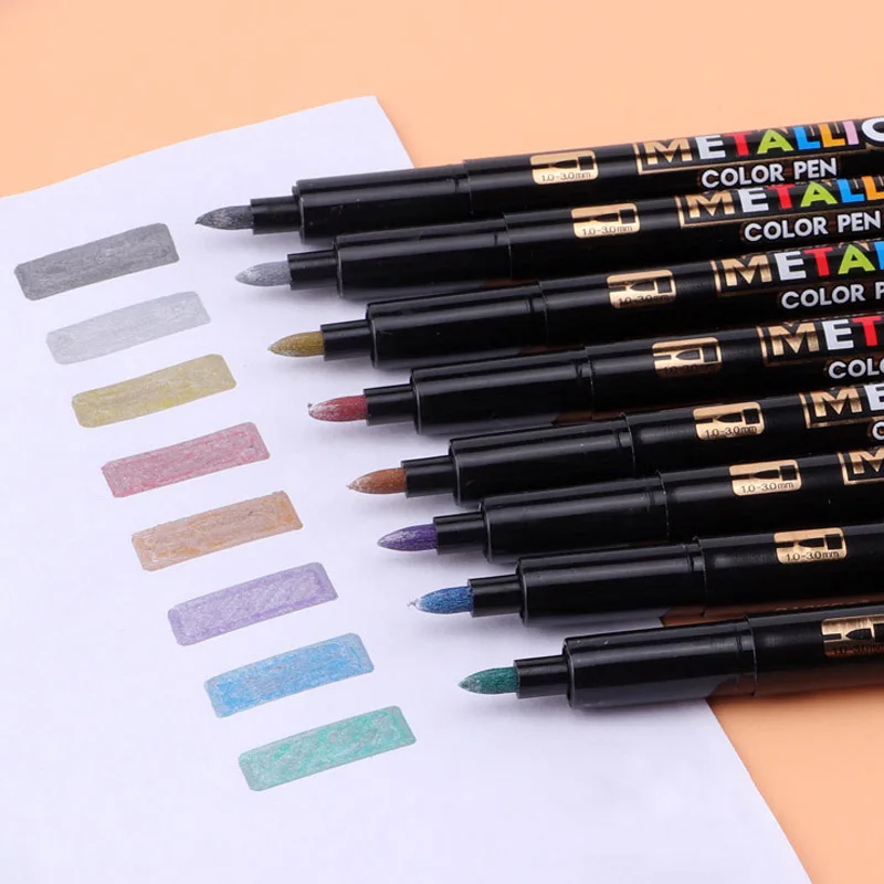 

8Pc set Metal Markers Pens Fabric Permanent Paint DIY Metalic Marker Pens Sharpie Craftwork Pen Art Supplies