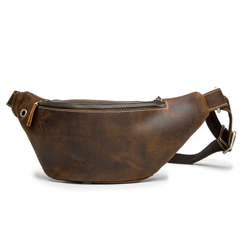 Fashion Genuine Leather waist bag Men's and women's universal fanny pack sports outdoor travel solid color chest bag MS 03