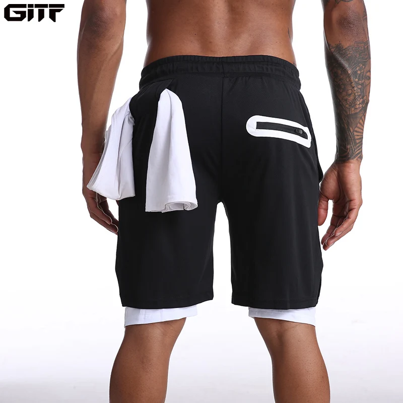 

Men 2 in 1 Running Shorts Jogging Gym Fitness Training Quick Dry Beach Short Pants Male Summer Sports Workout Bottoms Clothing