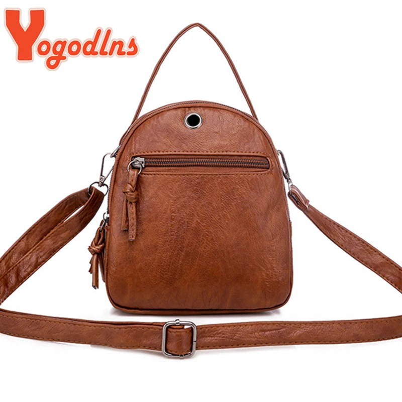 Yogodlns Vintage Small Shoulder Bag Women Soft PU Leather Crossbody Bag Multifunction Messenger Bag Casual Lady Handbag Bolso