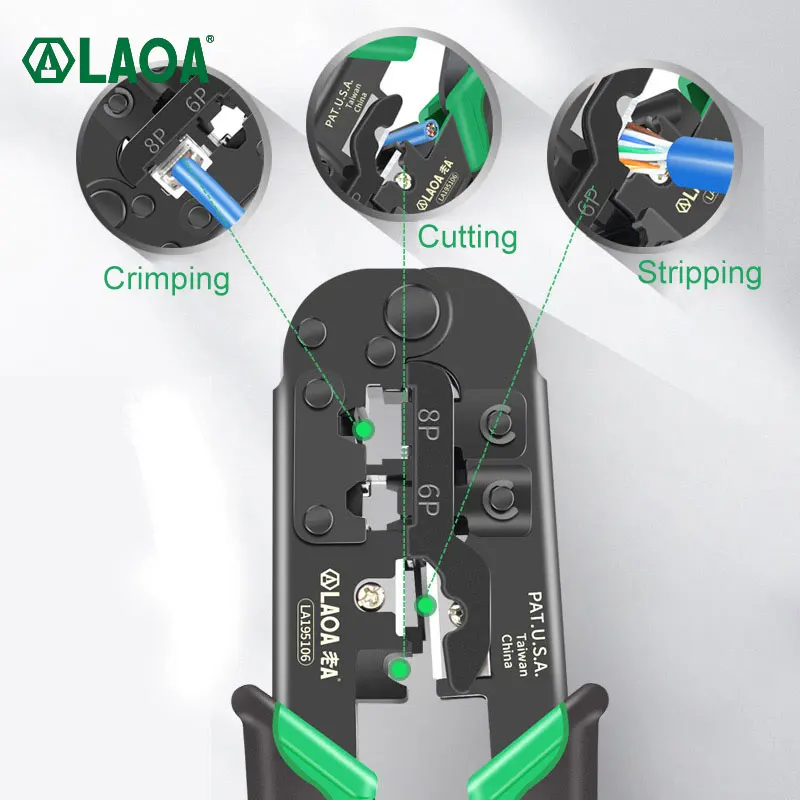 LAOA 4P/6P/8p Multifunction Ratchet Network Pliers Crimping Crimper Crimp Tool Made in Taiwan,China