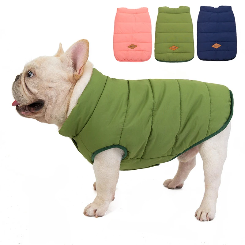 3 Colors Cotton French Bulldog Clothes Winter Warm Pet Dog Coat Jacket for Small Dogs Puppy Pug Clothing Outfit ubranka dla psa