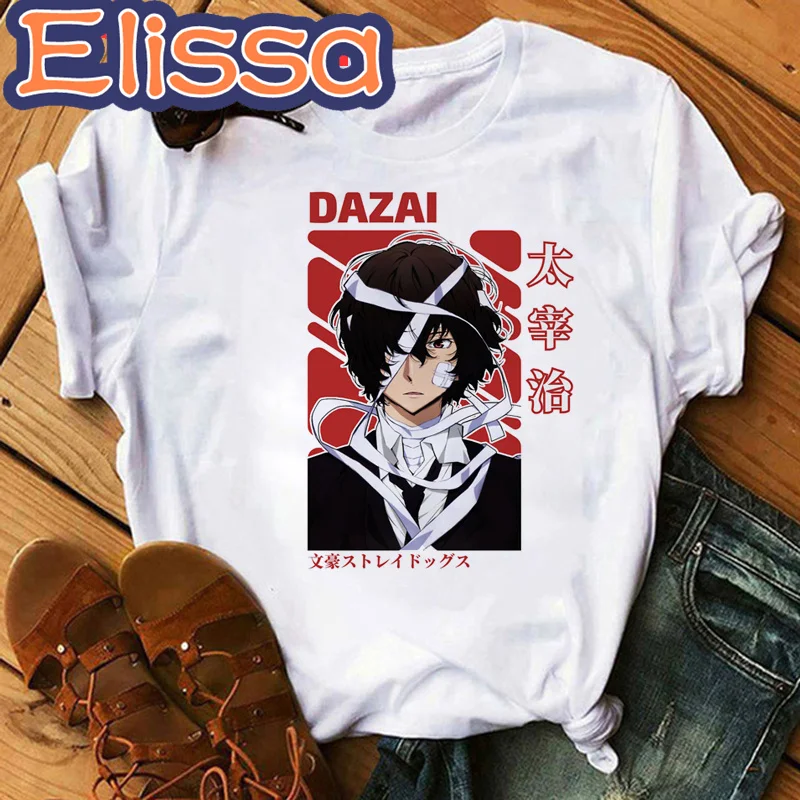 Hot Japanese Anime Bungou Stray Dogs T Shirt Men Kawaii Cartoon Osamu Dazai Graphic Tees Unisex Harajuku Tops T-shirt Male