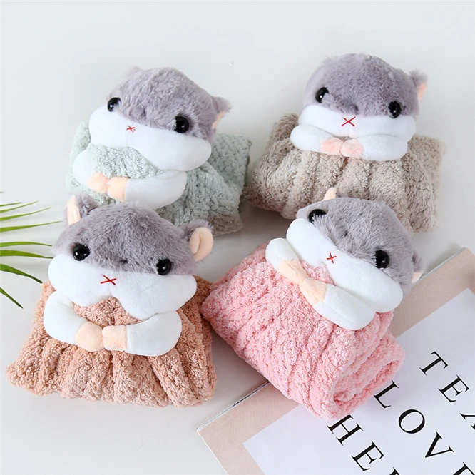 50pcs Baby Soft Plush Bath Towel Baby Nursery Hand Towel Cartoon squirrel Hanging Bathing Towel For Children Bathroom Kitchen