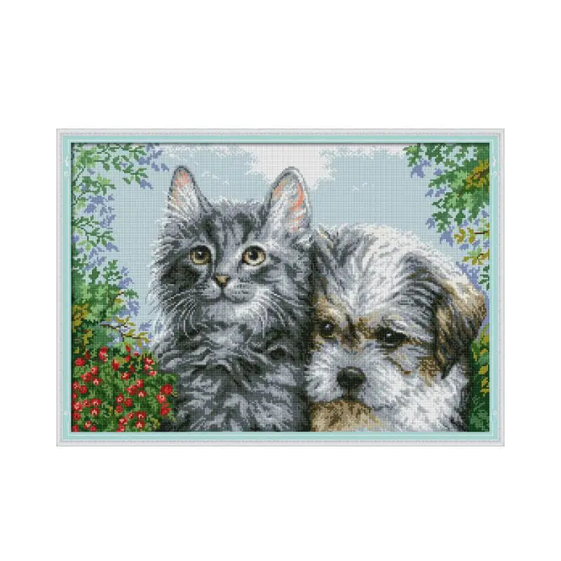 

Kitten and puppy Diamond painting cross stitch kit Square Round Drill stitching embroidery DIY handmade needlework