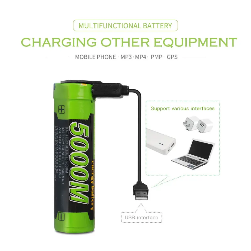 3500MAH 18650 Battery USB Battery Charger For flashlight Electronic equipment li ion 18650 battery ncr18650b