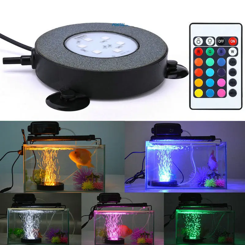 teclas de controle remoto ip68 a prova dip68 agua aquario submersivel peixe tartaruga tanque ar pedra bolha 6leds luz fonte multicolorido 24 01