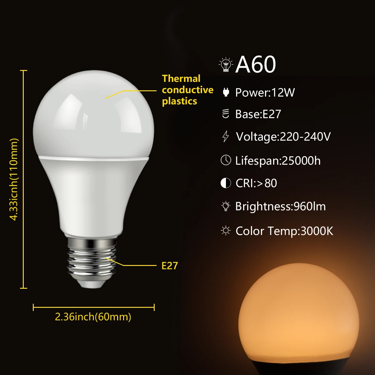 2022 Top Fashion LED Bulb Lamp 12W E27 1PCS Bubble Ball Bulb Energy Saving Lamp for Living Room Bedroom Indoor Lighting