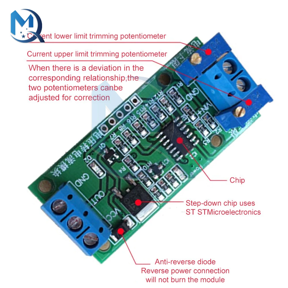 Voltage To Current Module 0-2.5V 0-3.3V 0-5V 0-10V 0-15V 0-24V to 0 -20mA/4 -20mA Current Transmitter Signal Converter Module