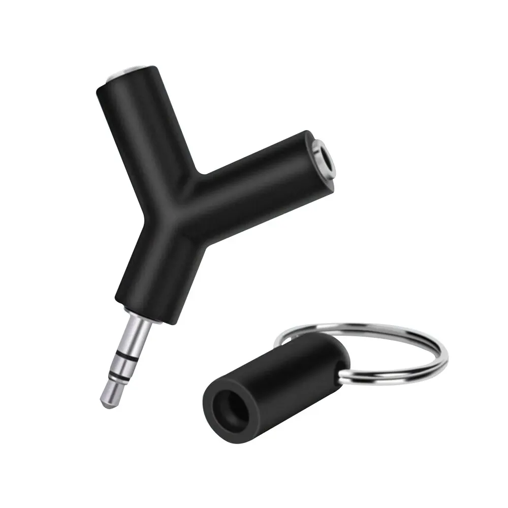 Mini Y Shape Two-way Headphones Splitter 3.5mm Double Jack Double Jack Audio Headset Splitter Audio Connector Adapter Keyring