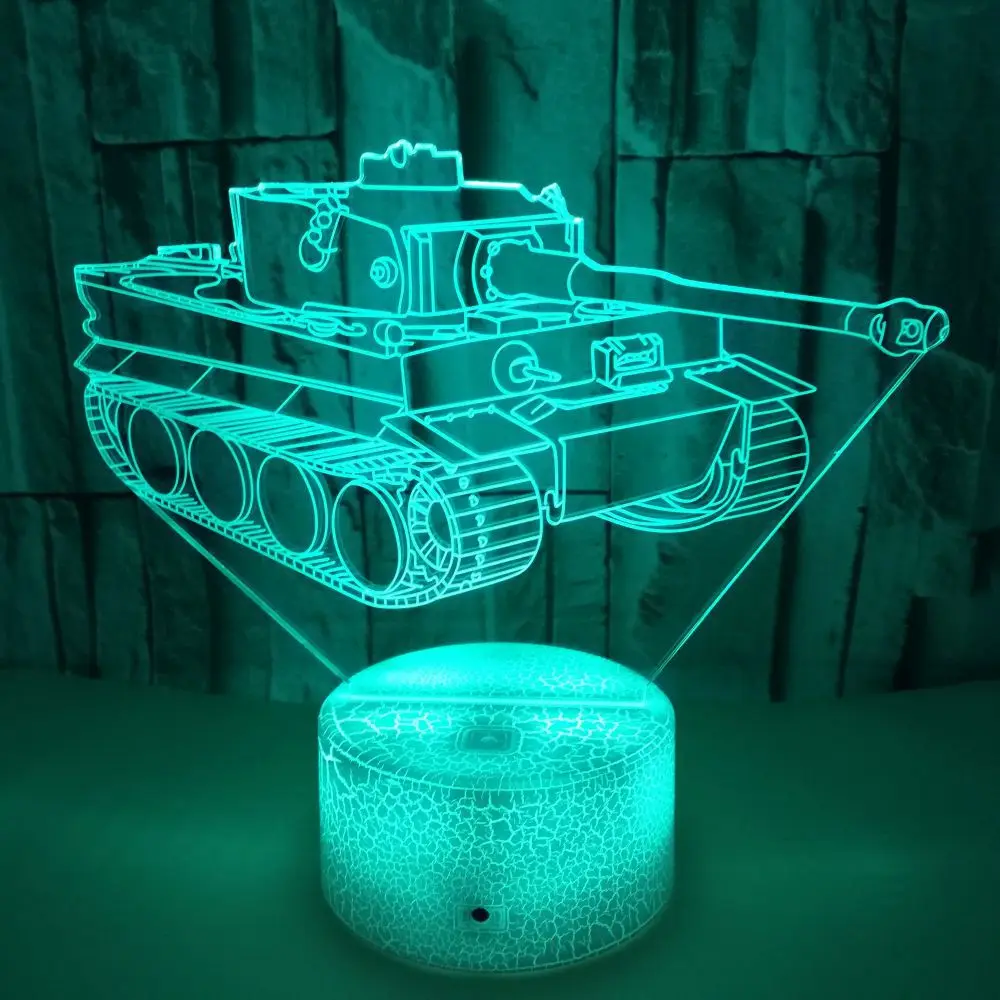 3d Visual Led Acrylic Night Light Decorative Table Lamp Bedroom Bedside Lamp Creative Tank 3D Lamp Gift Toys for Boys Christmas