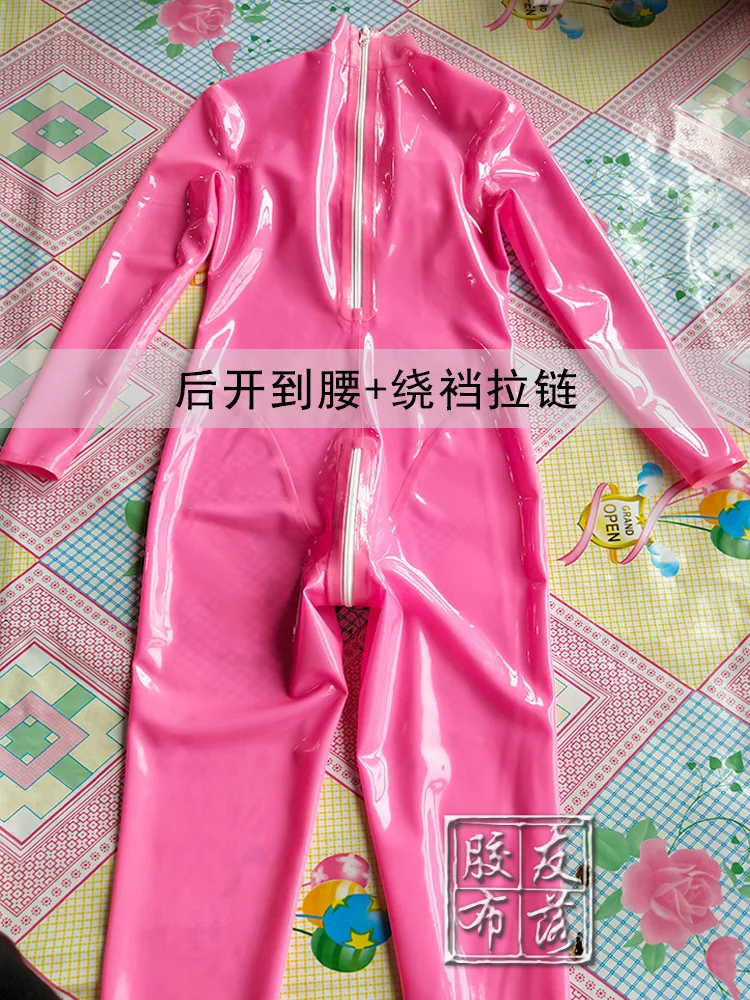 양말 달린 라텍스 캣수트, 가슴 뒤 지퍼, 고무 바디 수트, 클럽 착용 코스튬, 3D