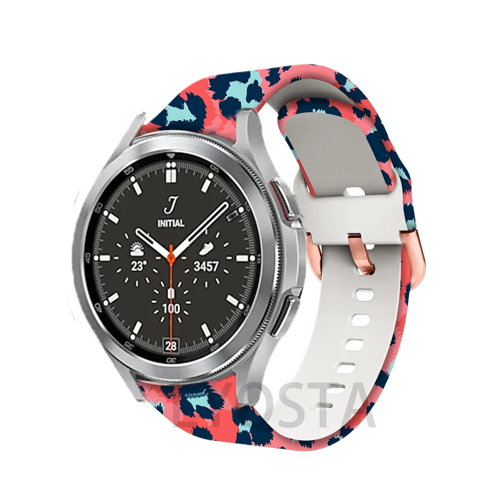 삼성 갤럭시 워치용 스포츠 프린트 시계 밴드, FE 실리콘 교체 손목 밴드 스트랩, 팔찌 액세서리, 20mm, 7, 6, 5/4, 40mm, 44mm