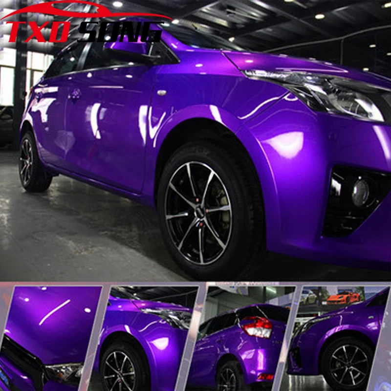 

10/20/30/40/50/58X152Cm Glossy Pearl purple Metallic Glossy Glitter Wrap Sticker for car wraps Glossy Candy Gold Vinyl Film