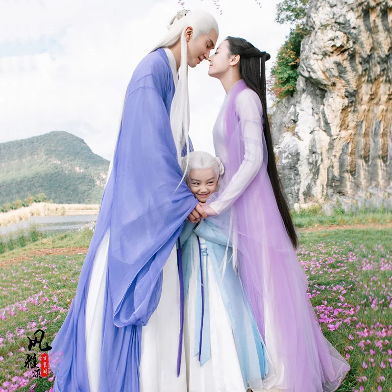 Ancient Chinese Wei Jin Dynasty Couple Lover Costume Sets for TV Play Eternal Love of Dream Emperor DongHua Fox Princess Fengjiu