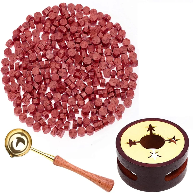 Red Wax for Letters Stamp Seals Sealing Wax Kit with Wax Seal Beads Wax Seal Warmer Wax Spoon and Candles