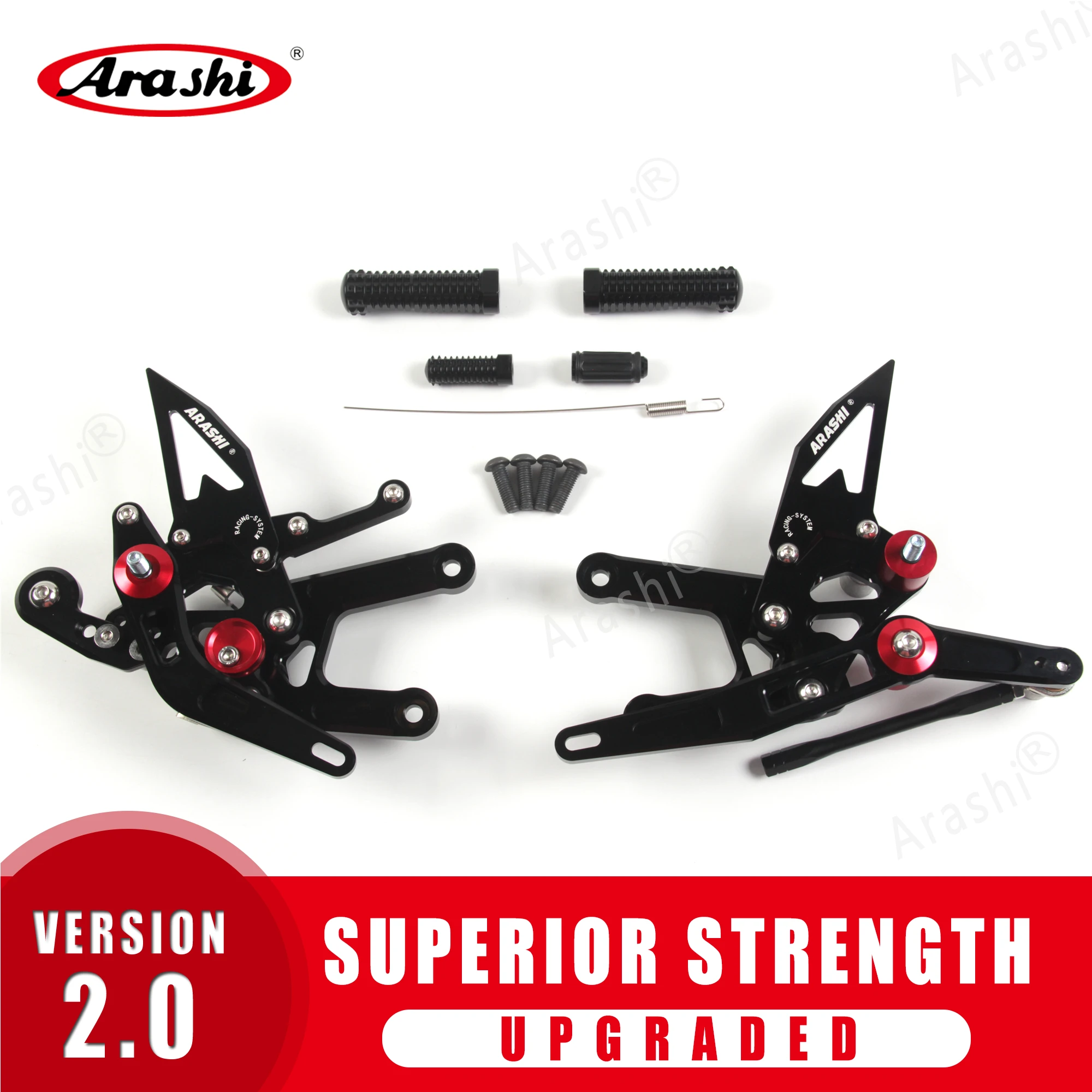 Arashi Adjustable Footrest YZF R6 2017- 2023 CNC For YAMAHA R6 2017 2018 2019 2020 2021 2022 Rider Rearset Footpegs Accessories