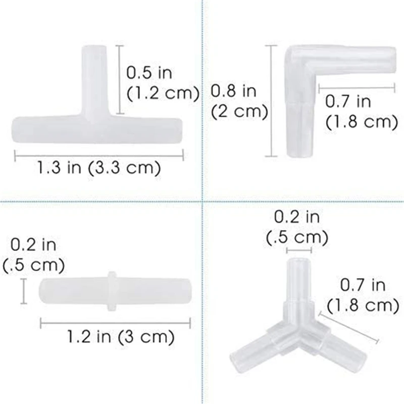 10Pcs/Lot Aquarium Airline Tubing Connectors Fish Tank Transparent Air Tube Adapters for 4CM Inner Diameter Air Line Hose