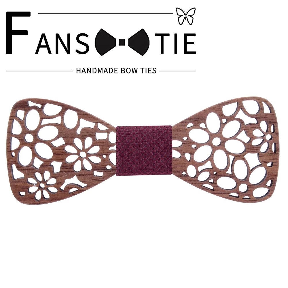 Mens Wooden Bow Tie for Wedding Suit Women Wood Bowties Hollow Craved Cut Out Paisley Floral Necktie Accessories Gravata Ties