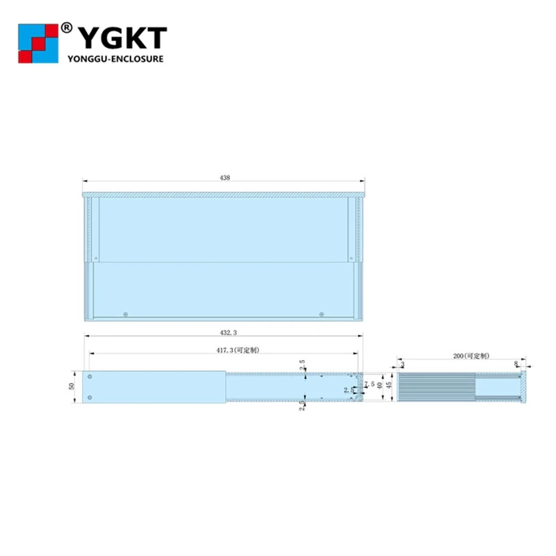 438*45-200mm(WxH-D) aluminum electronic  projects enclosure amplifier Chassis