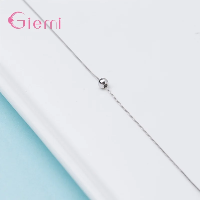 Korean Simple Round Ball Pendant Necklace 925 Sterling Silver Bead Necklace For Women Trendy Jewelry Party Gifts Birthday