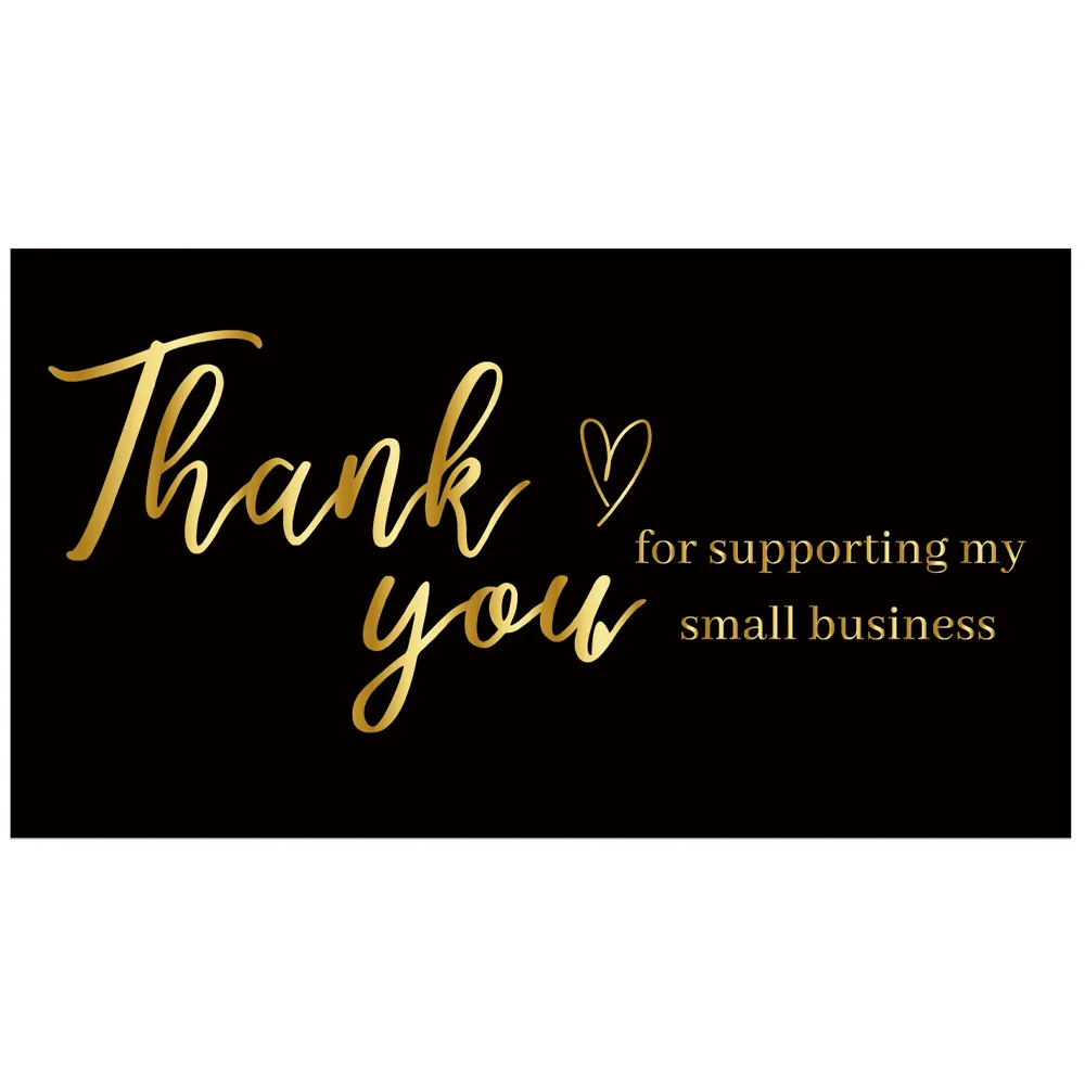 50/500pcs Black Gold Foil Thank You Cards For Supporting My Small Business Thanks Greeting Cards For Retail Store Handmade Gift