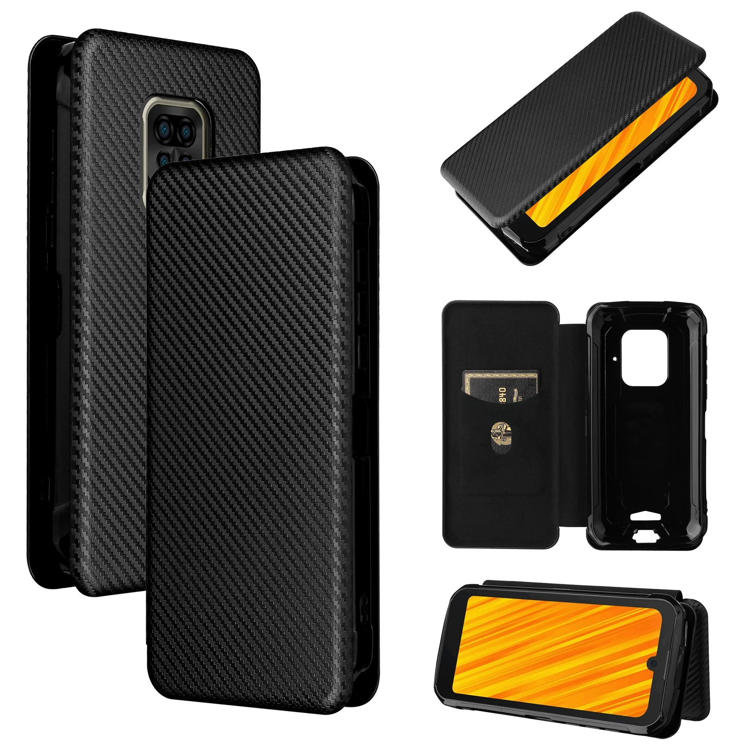 For Doogee S59 Pro Case Carbon Fiber Flip Leather Case For Doogee S59 S59Pro Business Magnetic Wallet Card Slot Slim Cover