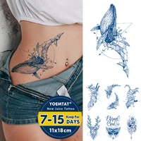 Tatuajes de tinta duraderos para hombres y mujeres, Tatuajes Temporales impermeables, tatuajes corporales, líneas adhesivas, tatuajes de brazo, ballena falsa, Tigre, zorro, ciervo