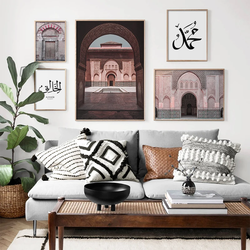 Retro Morocco Door Wall Art Canvas Painting Scenery Religion Casablanca Palace Pictures Modern Creator Poster For Mosque Decor