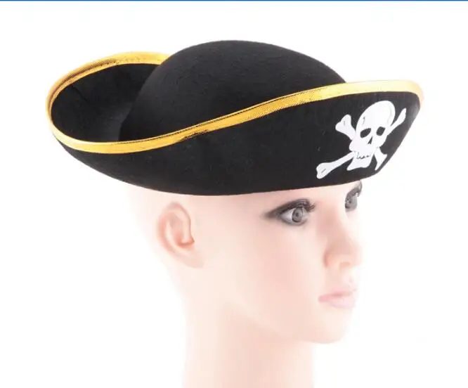 Pirate Captain Hat Skull & Crossbone Design Cap Costume for Fancy Dress Party Halloween Polyester 2022 Cos Prop