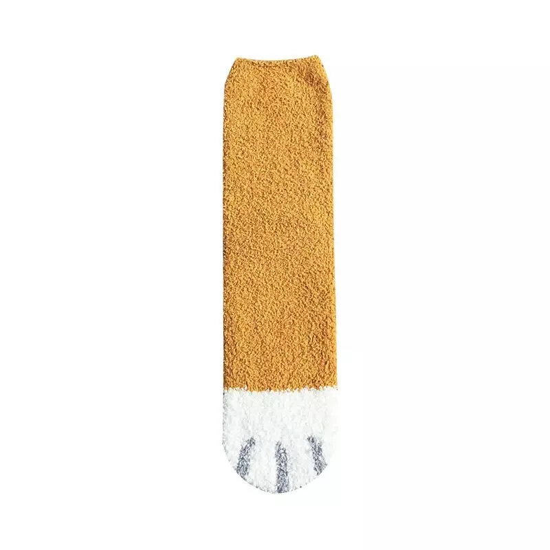 New Winter Thicken Warm Women Socks Cat Paw Cartoon Striped Lovely Sleeping Home Floor Bedroom Socks Harajuku Kawaii Girl Sox