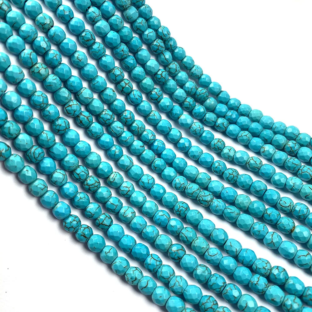 Stone Beads blue Turquoises Round shape Loose isolation Beads Semi-Finished For jewelry making DIY necklace bracelet accessories