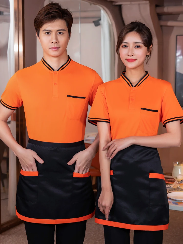 Catering Waiter Work Clothes Short-sleeved T-shirt Western Restaurant Chef Uniform Hotel Waiter Shirt