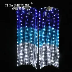 100% Silk LED Rainbow Dance Long Fans Women Belly Dance Costume Performance Props Belly Dance Chinese Dance LED Fans Accessories