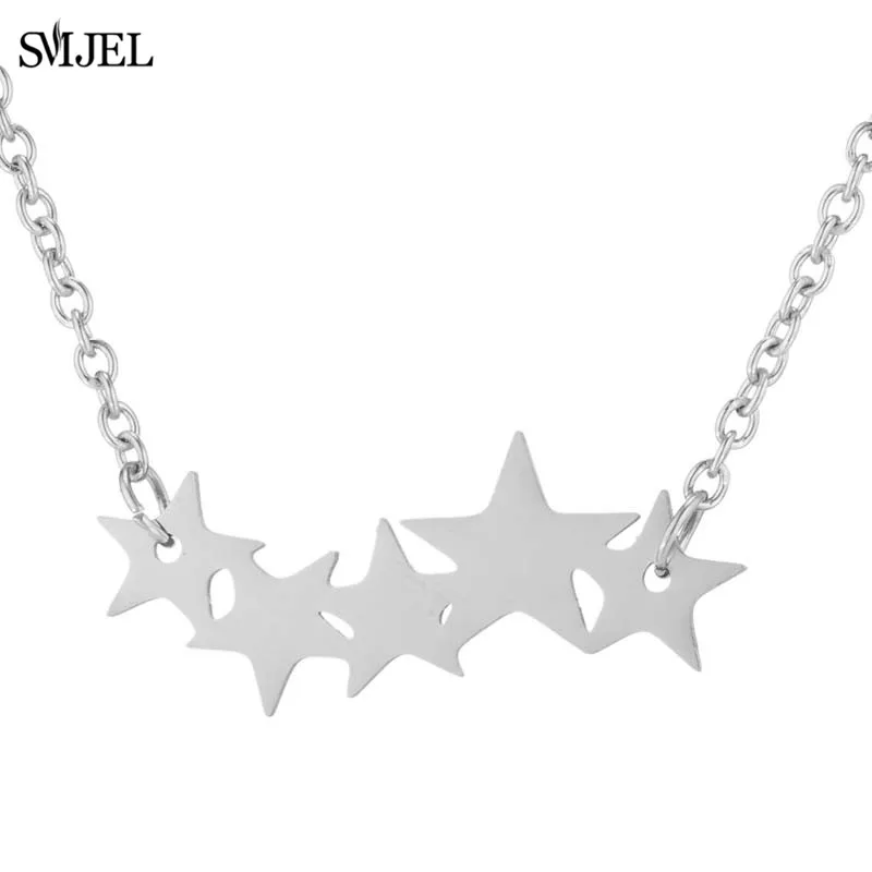 SMJEL Charm Link Chain Star Statement Necklaces Women Fashion Jewelry Christmas Gift Elegance Sparking Star Necklace 2019